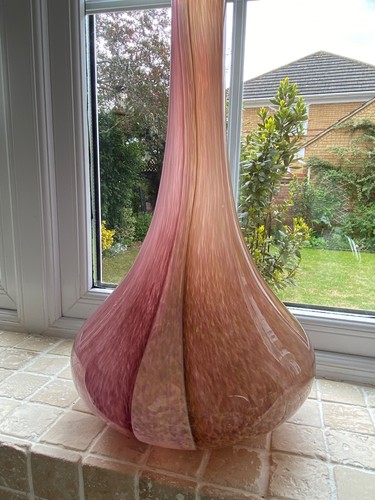 Stained glass art vase - , plum