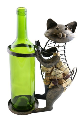 Metal cat wine bottle and - bottle,