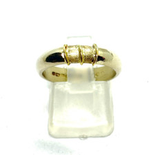 LMM Linda MacDonald Sterling Silver & 9Ct Gold Band Ring Size O (US 7 1/4)
