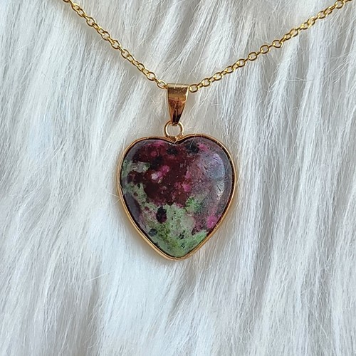 Ruby zoisite quartz necklace - ruby,
