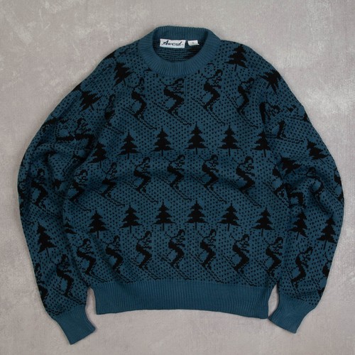 Vintage ski patterned knitted - ski,