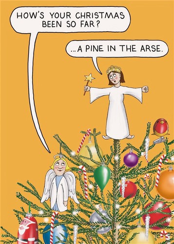 Funny christmas card pine - a, in
