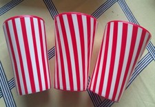 3 Vintage 50s 60s striped Welware-Veramic beakers - Camping VW Camper Van Red 