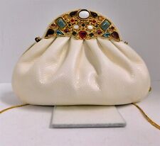 Finesse  La  Model White Karung Multi Jeweled Clutch Crossbody Bag