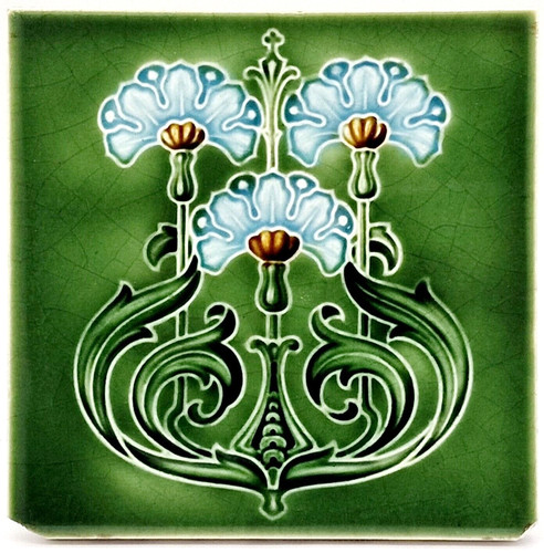 Art nouveau fireplace tile - art,