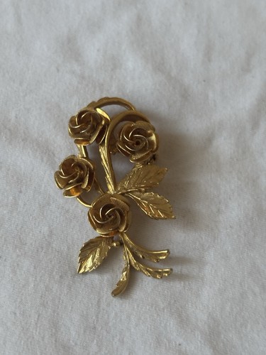 Gold tone rose flower bouquet - rose,