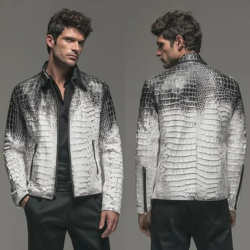 Men crocodile leather jacket - crocodile,