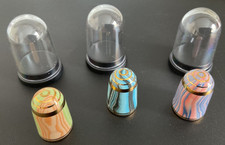 Bouchet Agateware Thimbles, x3. With Individual  Display Domes.