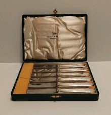 Vintage Walker & Hall Sheffield Stainless Steel Butter/Knife Set of 6 Boxed