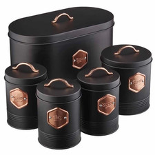 Kitchen Storage Canister 5pc Set Tea Coffee Sugar Bread Biscuit Bins