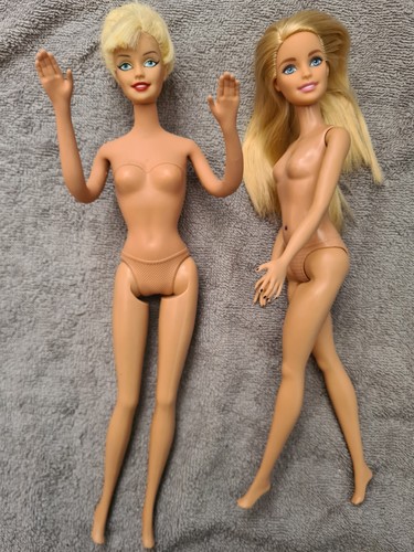 Two blonde mattel barbie dolls - two,