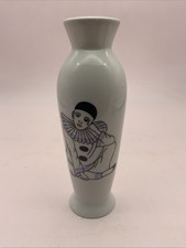 Vintage Vase Pierrot Sad Crying Clown 1989s Woolbro Taiwan Ceramic White 