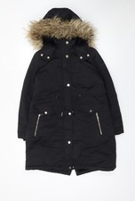 NEXT Girls Black Hooded Faux