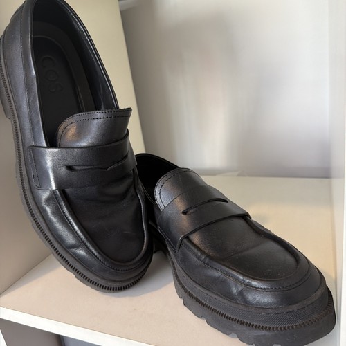 Cos black chunky leather penny - black,
