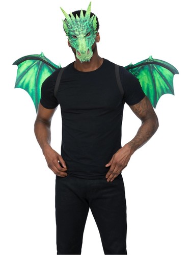 Green dragon mask wings - green,