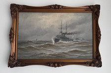 J. D. Liddell  Antique large Oil painting nautical Sailing Ship seascape framed