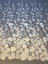 Luxury 3D Floral Embroidered Mesh Tulle Fabric DEADSTOCK