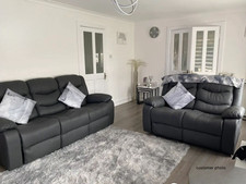 Grey Recliner 3,2 Seater Sofa Settee Aire Leather Sorrentino with Cupholders