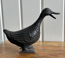 Heavy Cast Iron Duck Doorstop / Garden Ornament Decor - 8” x 6”