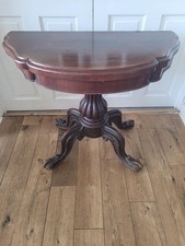Hallway Table, Semi-circular, Folding Cards Table, Dark Wood, Good Condition