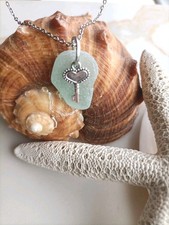 Genuine English Sea glass Jewellery Pendant|Necklace Stainless steel chain