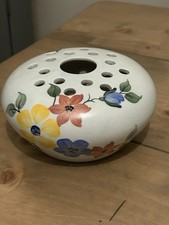 Vintage Radford Hand Painted Large Ceramic Flower Frog Circular Vase Makers Mark