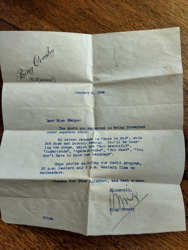 Bing crosby signed signature - crosby,