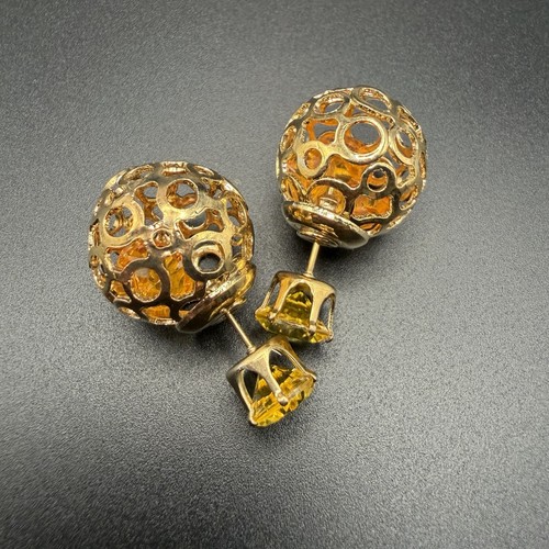 Gold tone filigree ball - tone, ear