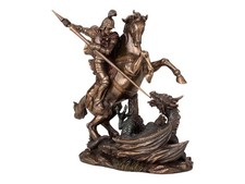 Saint George killing the Dragon Roman Soldier Statue Figure Bronze Finish
