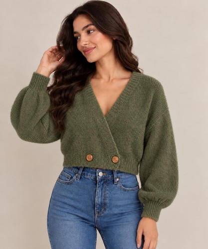 Women fuzzy knit cropped - women’s,