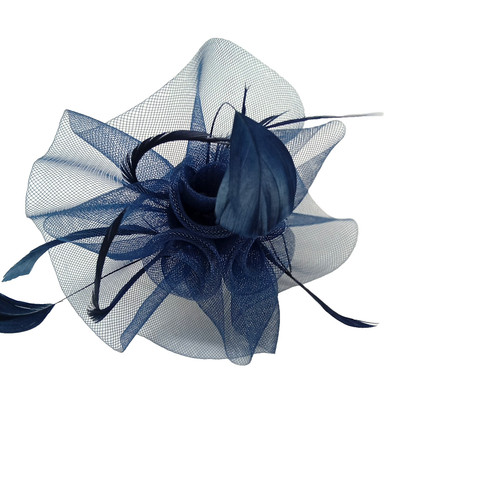 Navy rose wedding fascinator - rose,