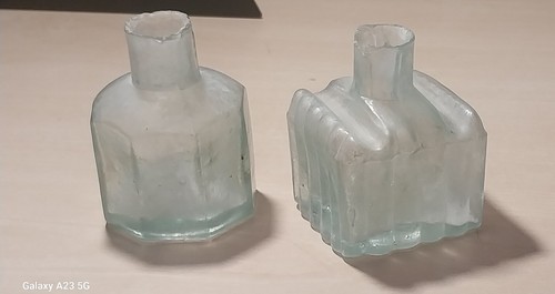 Vintage inkwell glass bottle - inkwell,