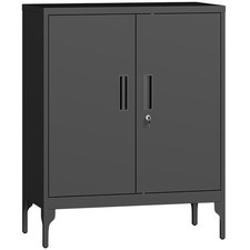HOMCOM Metal Storage Cabinet with Lock for Home Office, Garage, Study, Black