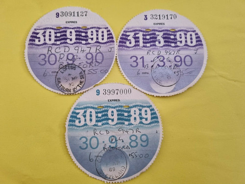 Vintage tax discs - tax, 1989-90