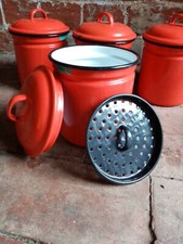 ENAMEL STORAGE TINS WITH INNER