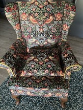 Parker knoll Wing Back Chair In William Morris Velvet Fabric