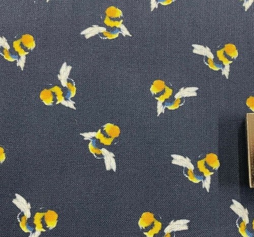 Bumblebees fabric navy yellow - bumblebees,