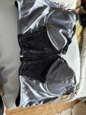 Longline U/W Bra By Lovehoney Size 1X/2X Silver Grey/ Black Zip Fastening NWOT
