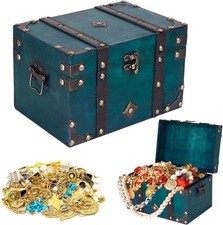 Wooden Pirate Treasure Chest, Large Vintage Treasure Box, Handmade Decorative W