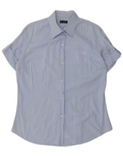 FRED PERRY Womens Short Sleeve Shirt UK 20 2XL Blue Cotton CP14