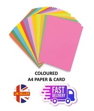 A4 Coloured Paper OR Card Arts & Craft Sheets Ream - 80gsm 160gsm Printer Copier