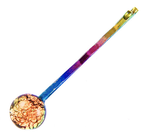 Dichroic glass bobby - pin, 1/4"