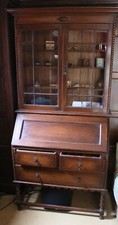 Antique oak bureau bookcase - bureau,
