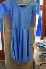 Sky blue long sleeve ballroom dance dress BALL4 - Size Medium UK 10
