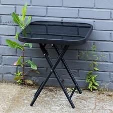 Folding Side Table Glass Top