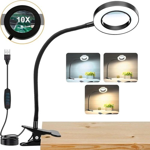 10x magnifier glass led desk - 10x,