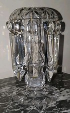 Antique Cut Clear Glass Table Lustre / Centerpiece 8 Inches - 10 Drops