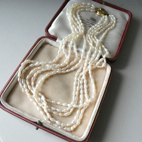 Real rice pearls necklace - rice,