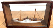 Antique Model of Edwardian Steam Yacht Miniature and in Glass Case 27cm x 16cm