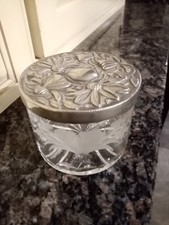 Royal Brierley Honeysuckle Crystal Powder Dish with Silver Plated Lid